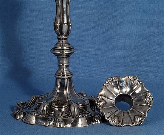 A set of four early Victorian silver candlesticks, by T.J. & N. Creswick, Height 277mm.